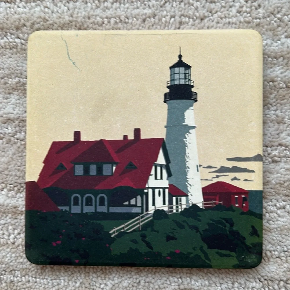 CoasterStone Nautical Coasters Set of 4 by Alan Claude Lighthouse Lobster Boats